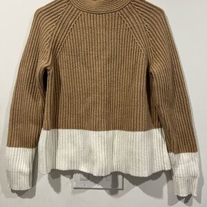 Banana Republic Brown and White Cowl Neck Sweater